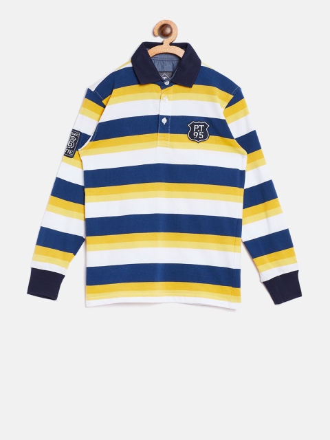 

Palm Tree Boys Yellow & Navy Striped Polo Collar T-shirt