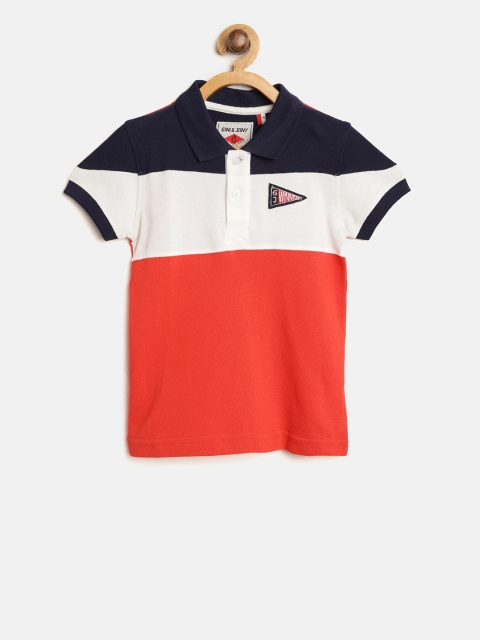 

Gini and Jony Boys Red & White Colourblocked Polo Collar T-shirt