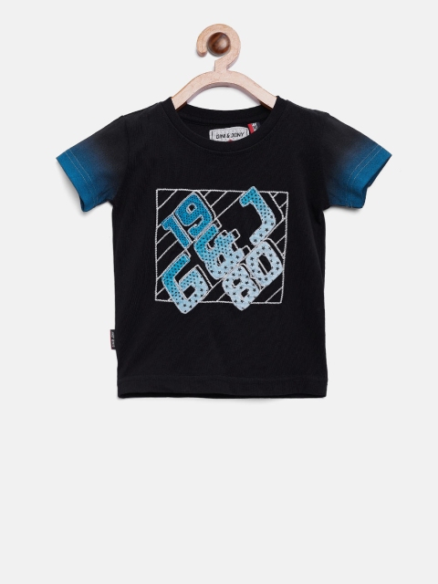 

Gini and Jony Boys Black Printed T-shirt