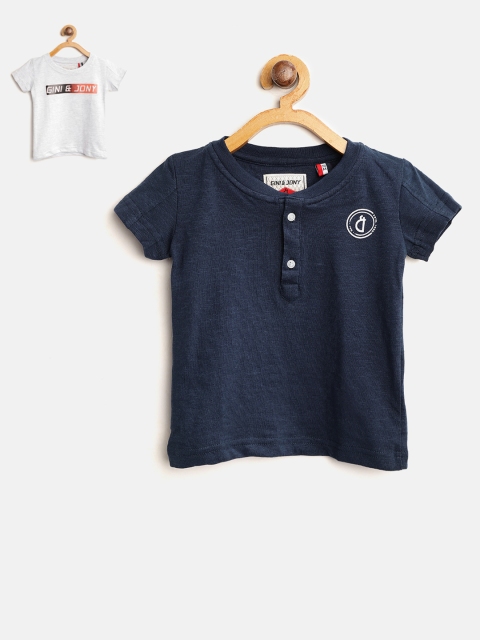 

Gini and Jony Boys Pack of 2 Pure Cotton T-shirts, Navy blue