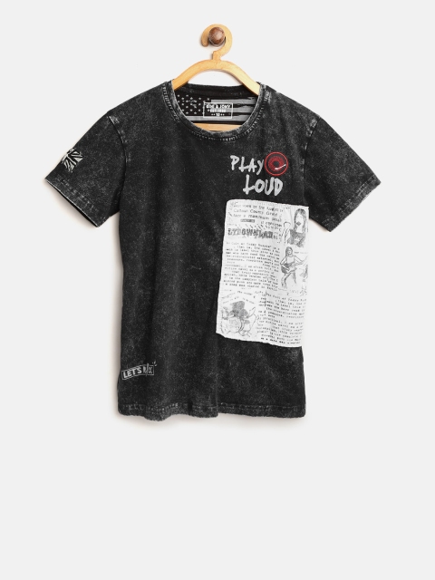 

Gini and Jony Boys Black Printed Round Neck T-shirt