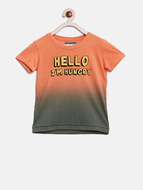 

Gini and Jony Boys Orange & Green Ombre-Dyed T-shirt