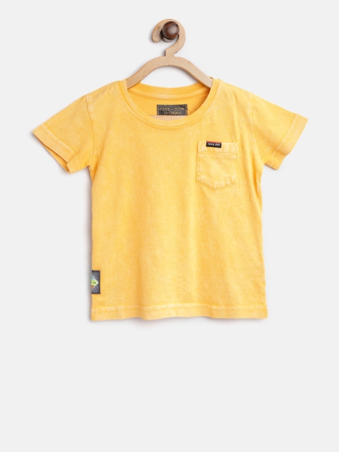 

Gini and Jony Boys Yellow Printed Back Round Neck T-shirt