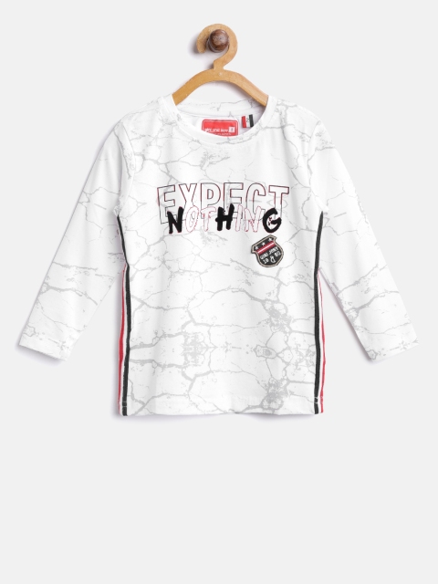 

Gini and Jony Boys White Printed Round Neck T-shirt
