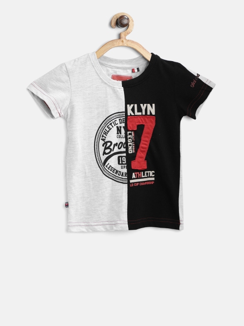 

Gini and Jony Boys Grey & Black Colourblocked Round Neck T-shirt