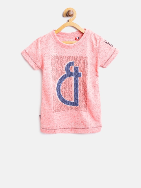 

Gini and Jony Boys Pink Printed Round Neck T-shirt