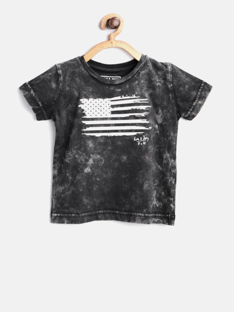 

Gini and Jony Boys Charcoal Grey Printed Round Neck T-shirt