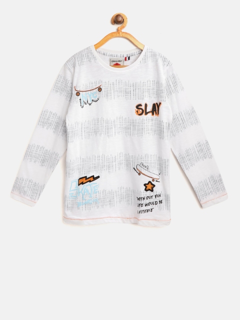 

Gini and Jony Boys Off-White Printed Round Neck T-shirt