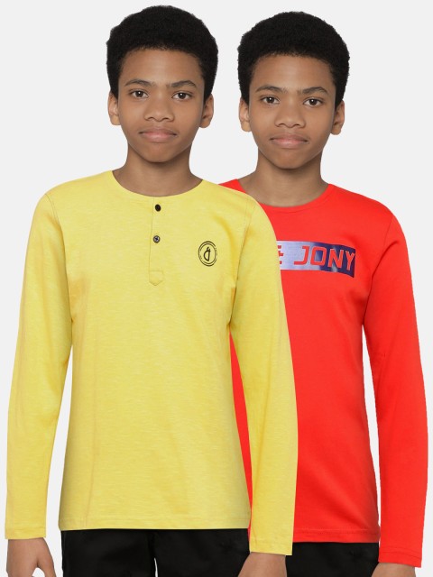 

Gini and Jony Boys Pack of 2 Solid T-shirts, Red