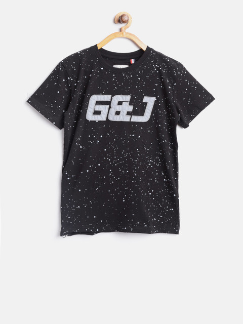 

Gini and Jony Boys Black Printed Round Neck T-shirt