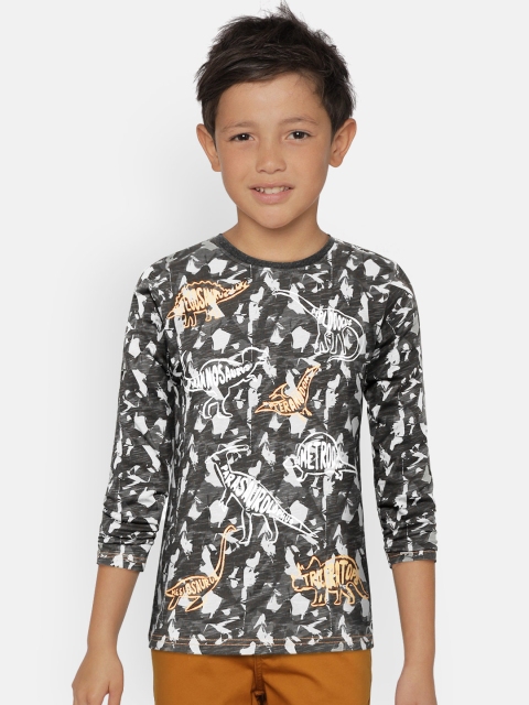 

Gini and Jony Boys Grey Printed Round Neck T-shirt