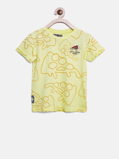 

Gini and Jony Boys Yellow Printed T-shirt