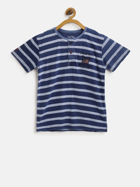 

Palm Tree Boys Blue Striped Round Neck T-shirt