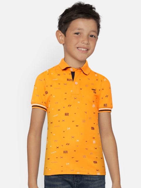 

Palm Tree Boys Orange Printed Polo Collar T-shirt