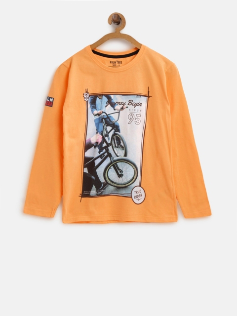 

Palm Tree Boys Orange Printed Round Neck T-shirt