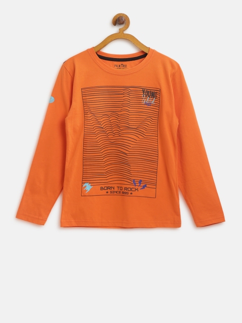 

Palm Tree Boys Orange Printed Round Neck T-shirt