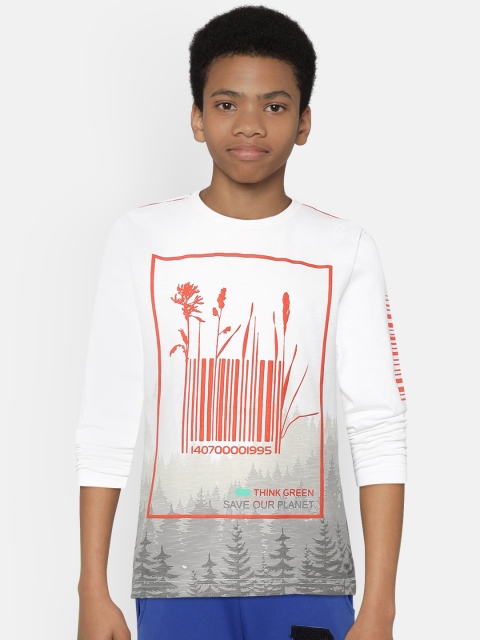 

Palm Tree Boys White & Grey Printed Round Neck T-shirt