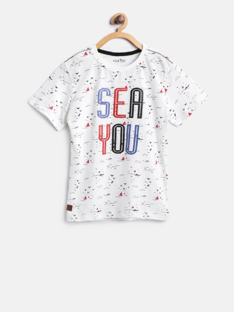 

Palm Tree Boys White Printed Round Neck T-shirt