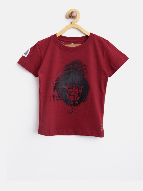 

Palm Tree Boys Maroon Printed Round Neck T-shirt