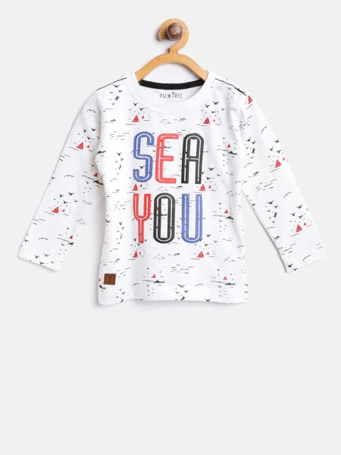 

Palm Tree Boys White Printed Round Neck T-shirt