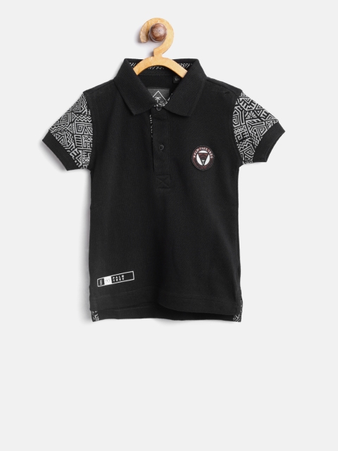 

Palm Tree Boys Black Solid Polo Collar T-shirt