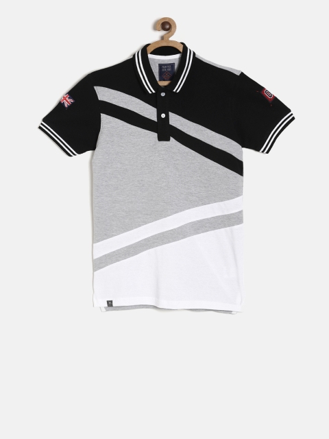 

Palm Tree Boys Grey Colourblocked Polo Collar T-shirt