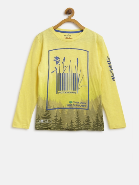 

Palm Tree Boys Yellow Printed Round Neck T-shirt