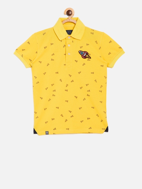 

Palm Tree Boys Yellow Printed Polo Collar T-shirt