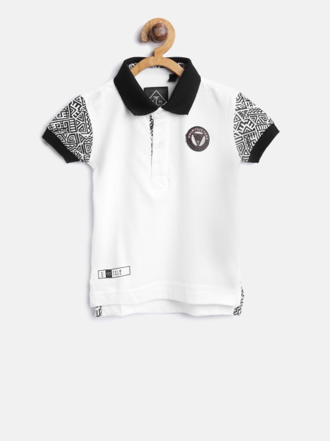 

Palm Tree Boys White Solid Polo Collar T-shirt
