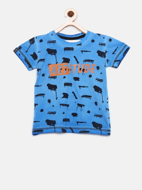 

Palm Tree Boys Blue & Black Printed Round Neck T-shirt