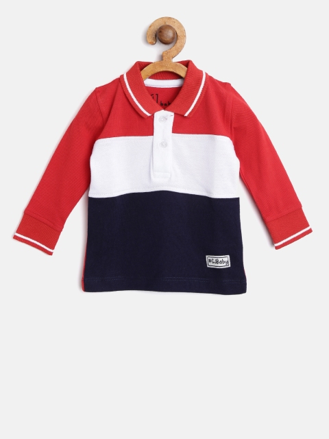 

Gini and Jony Boys Red & White Colourblocked Polo Collar T-shirt
