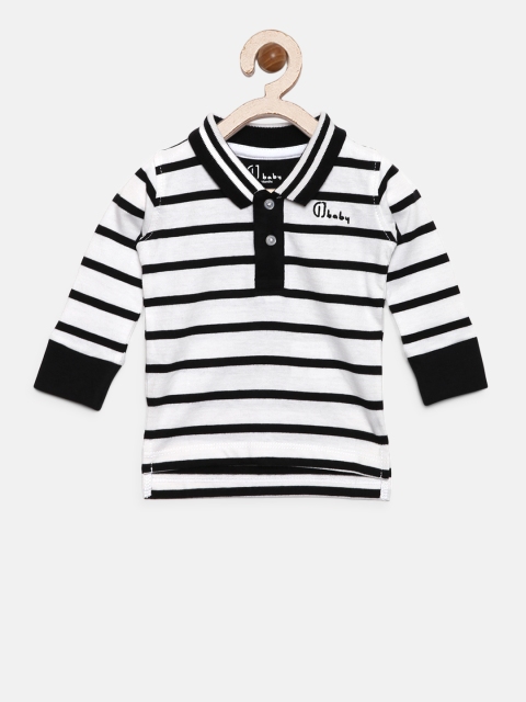 

Gini and Jony Boys White & Black Striped Polo Collar T-shirt