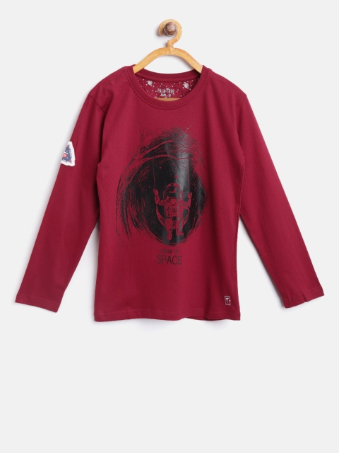 

Palm Tree Boys Maroon Printed Round Neck T-shirt