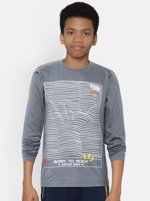 

Palm Tree Boys Charcoal Grey & White Printed Round Neck T-shirt
