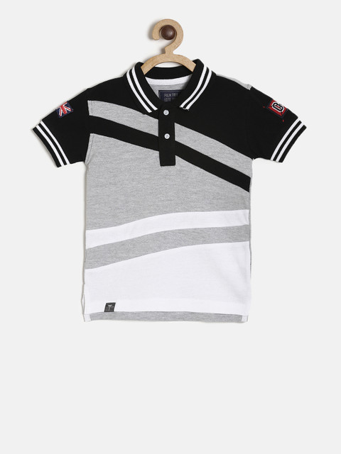 

Palm Tree Boys Grey Colourblocked Polo Collar T-shirt
