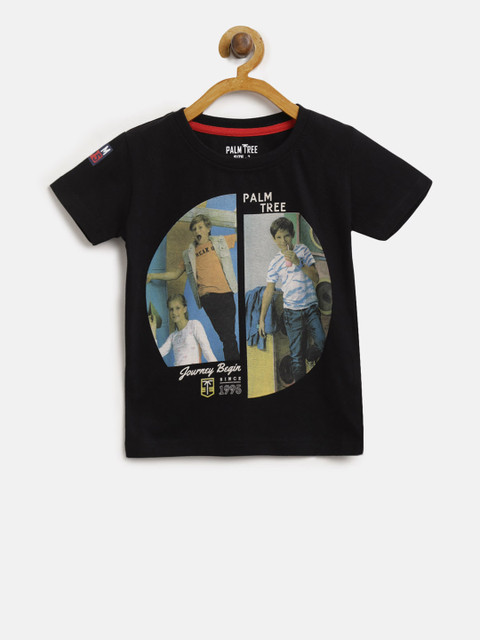 

Palm Tree Boys Black Printed Round Neck T-shirt