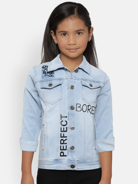 

Gini and Jony Palm Tree Girls Blue Washed & Printed Denim Jacket