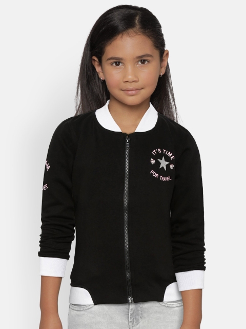 

Gini and Jony Palm Tree Girls Black & White Solid Sweatshirt with Printed Back