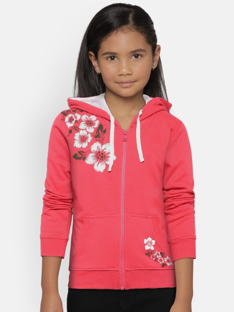 

Gini and Jony Palm Tree Girls Pink Solid Hooded Sweatshirt with Printed Detail