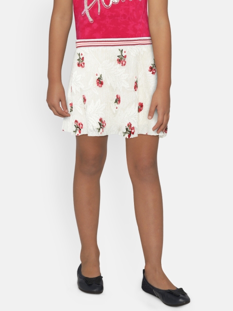 

Gini and Jony Girls White & Red Embroidered A-Line Skirt