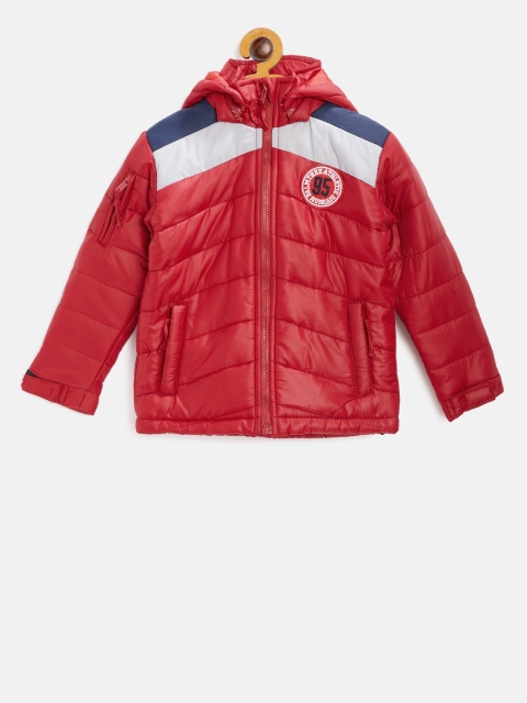 

Gini and Jony Palm Tree Boys Red Solid Hooded Quilted Jacket