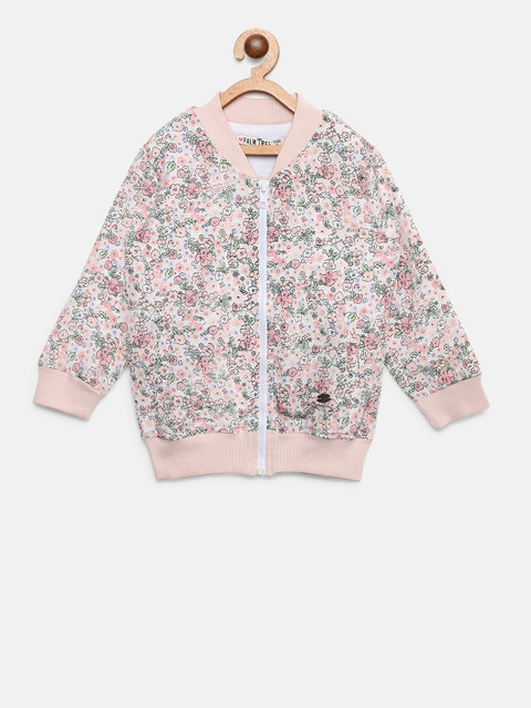 

Palm Tree Girls Peach-Coloured & Green Floral Print Bomber