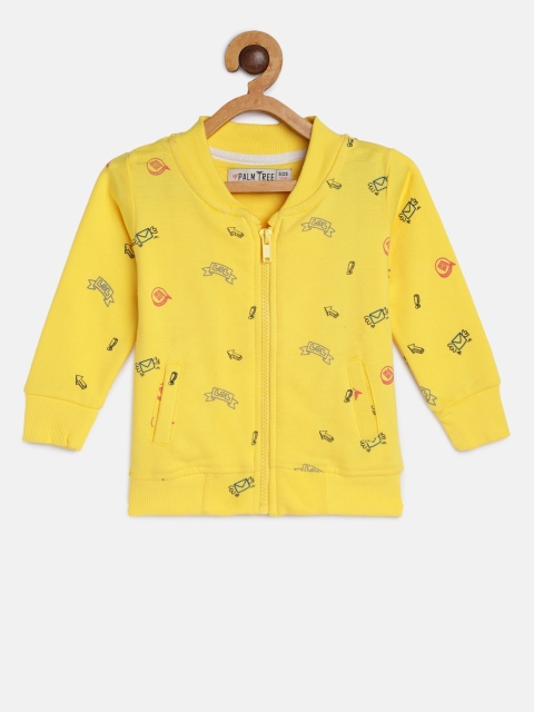 

Gini and Jony Palm Tree Girls Yellow Printed Bomber Jacket