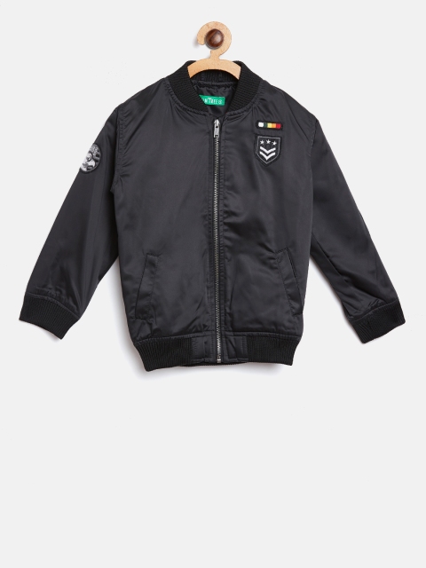 

Gini and Jony Palm Tree Boys Black Solid Bomber Jacket