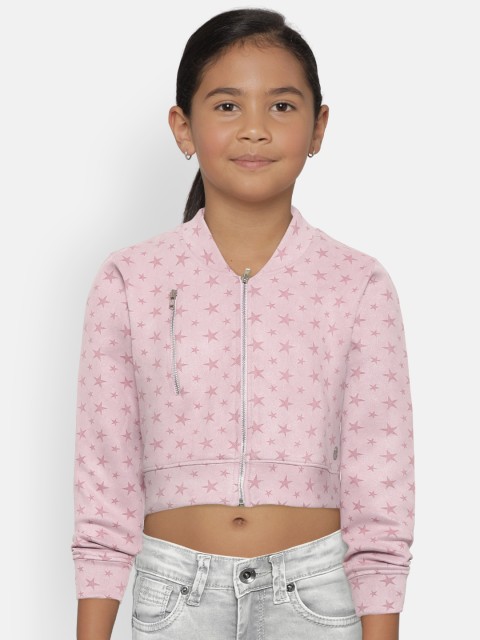 

Gini and Jony Girls Black & Burgundy Camouflage Print Bomber Jacket