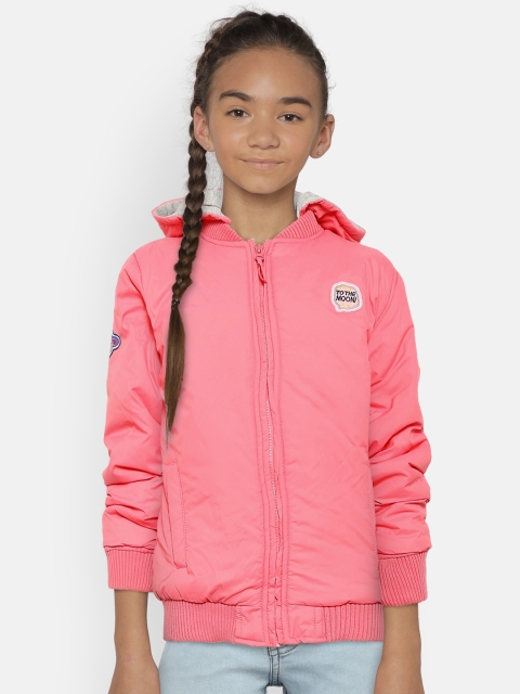 

Gini and Jony by Palm Tree Girls Pink Solid Hooded Bomber Jacket