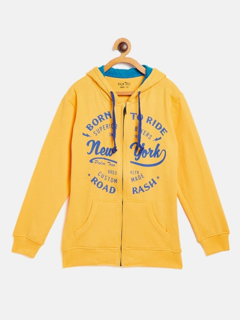 

Gini and Jony Palm Tree Boys Yellow & Blue Printed Hooded Sweatshirt