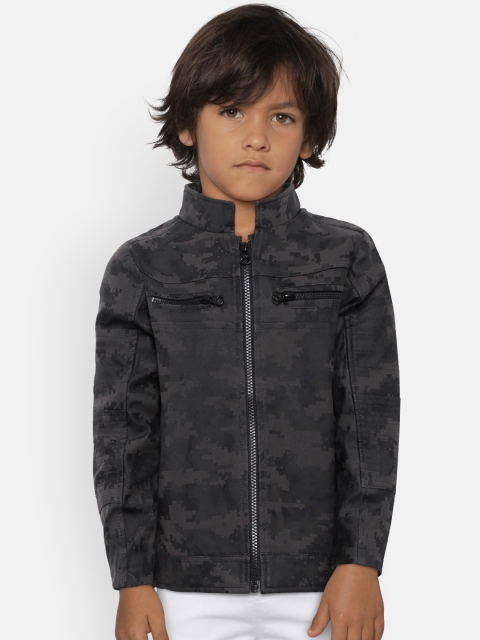 

Gini and Jony Boys Charcoal Grey & Taupe Printed Tailored Jacket