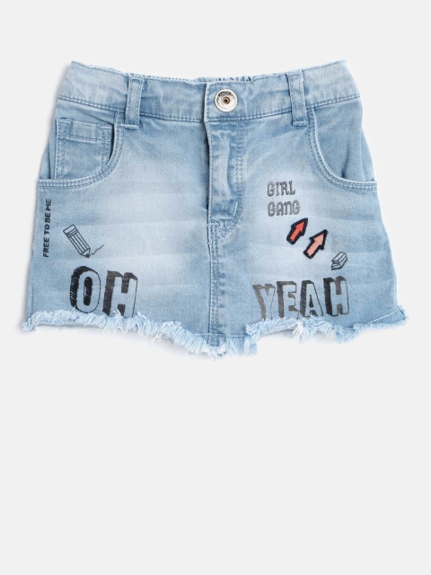 

Palm Tree Girls Blue Washed Denim A-Line Skirt