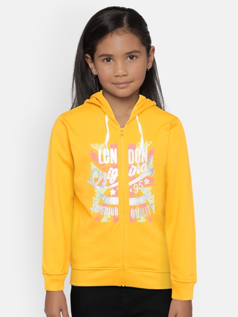 

Gini and Jony Palm Tree Girls Yellow Printed Hooded Sweatshirt